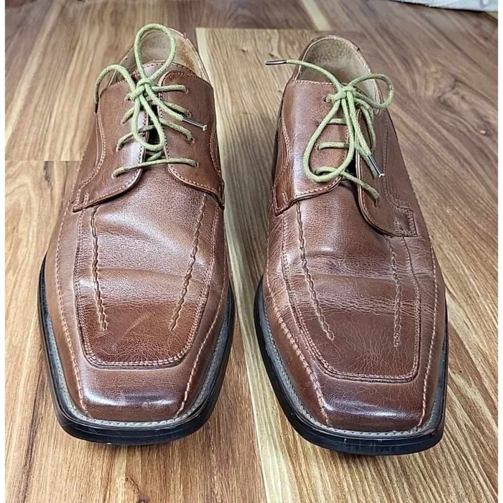 Stacy Adams Men's Derby Dress Shoes US‎ Size 9.5M Leather Brown Lace Up Moc Toe